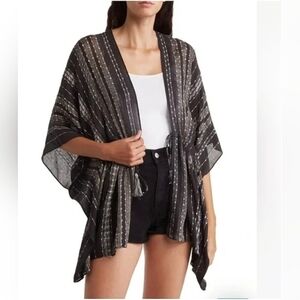 Sonoma Black and White Striped Boho Kimono, OSFM. NWT